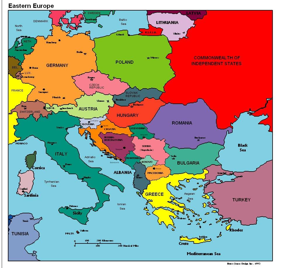 на мапи Европе Албанија