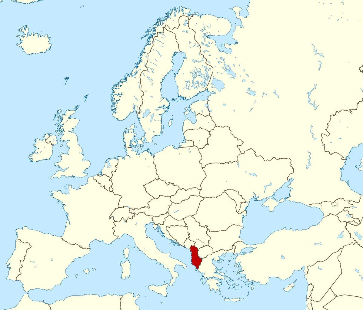 карта света показује Албанија