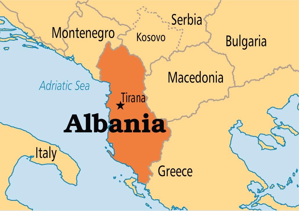 Албанија карта земље