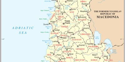 Мапа Албаније са градовима