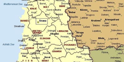 Карта албанске обале
